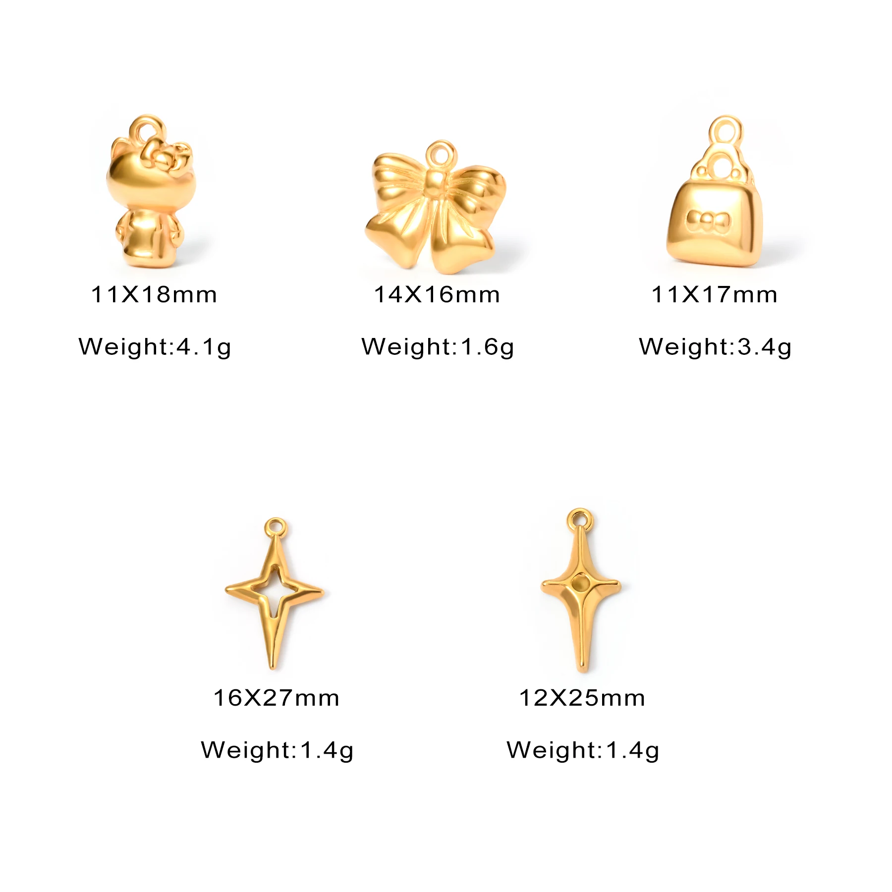 10pcs Fashion Star/Cat/Bowknot Pendants for Making Handmade DIY Stainless Steel Necklace Bracelet Jewelry Accessories