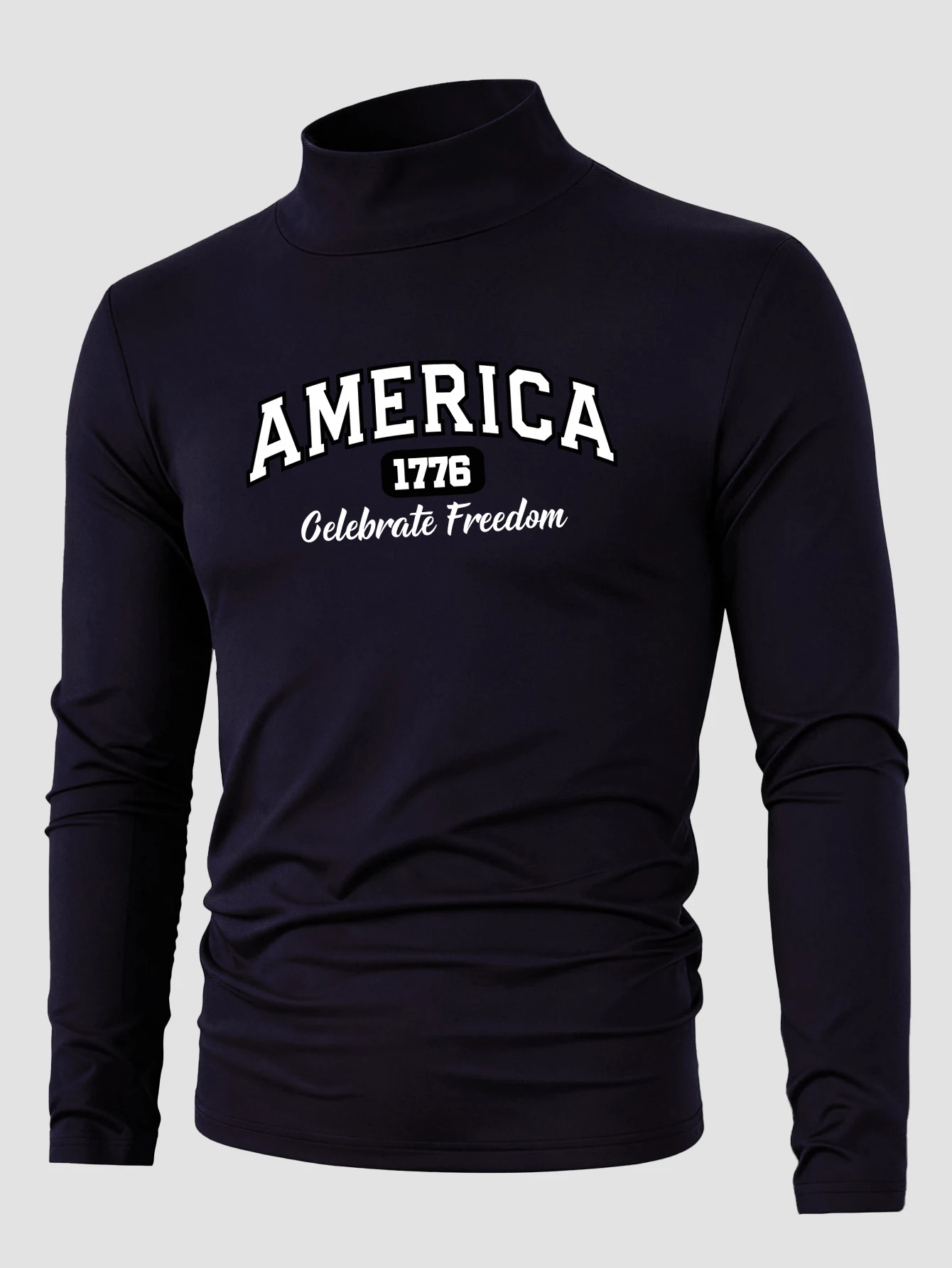 أمريكا 1776 احتفال الحرية طباعة وهمية الرقبة الأعلى للرجال الرجعية كل مباراة طويلة الأكمام عارضة في الهواء الطلق قميص الذكور الخريف الملابس #2