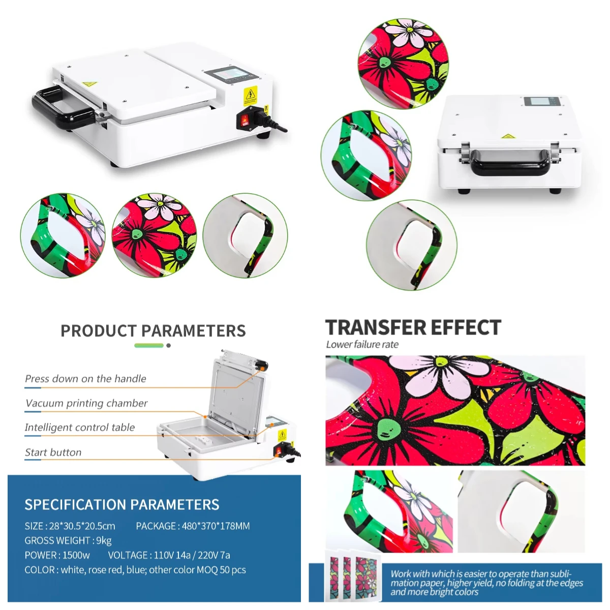 

WJW New Product 3D Sublimation Vacuum Machine Phone Case Sublimation Heat Press Electric Manual Driven for Plate Combo Usage Use