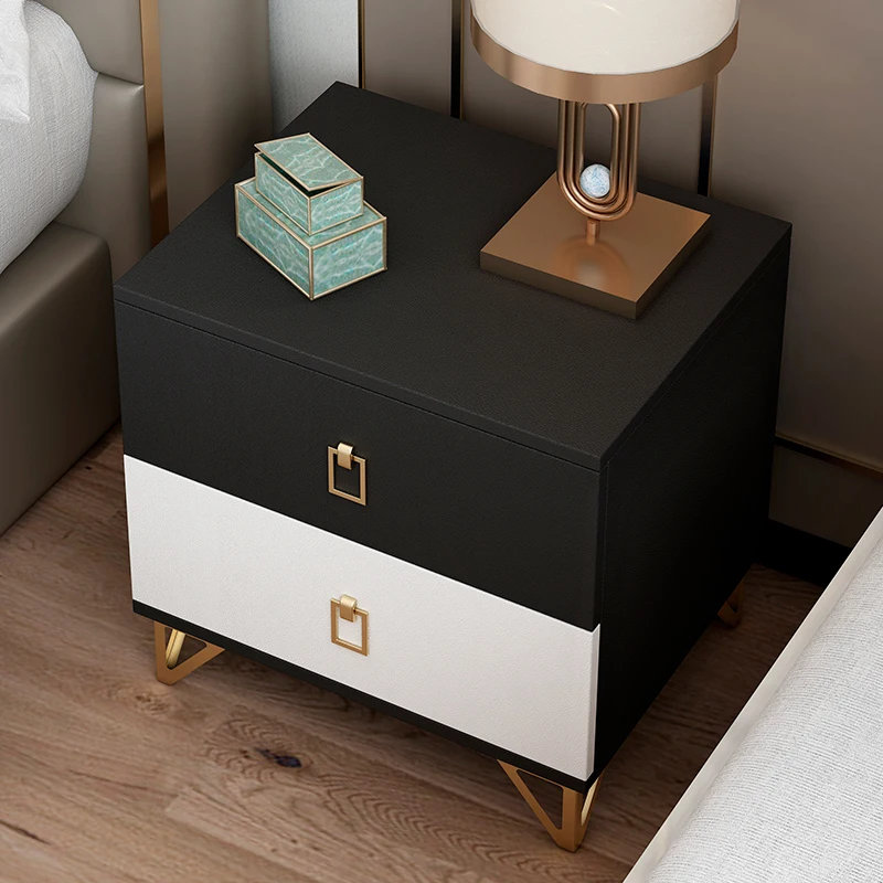 Nordic Black Nightstand Drawers Storage Multifunction Aesthetic Nightstand Pretty Minimalist Table De Chevet Bedroom Furniture