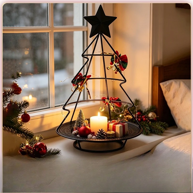Multi-function Key Christmas Jewelry Storage Shelves Candlestick Tray Ornaments Home Furnishings Decor Disassembly Candles DIY