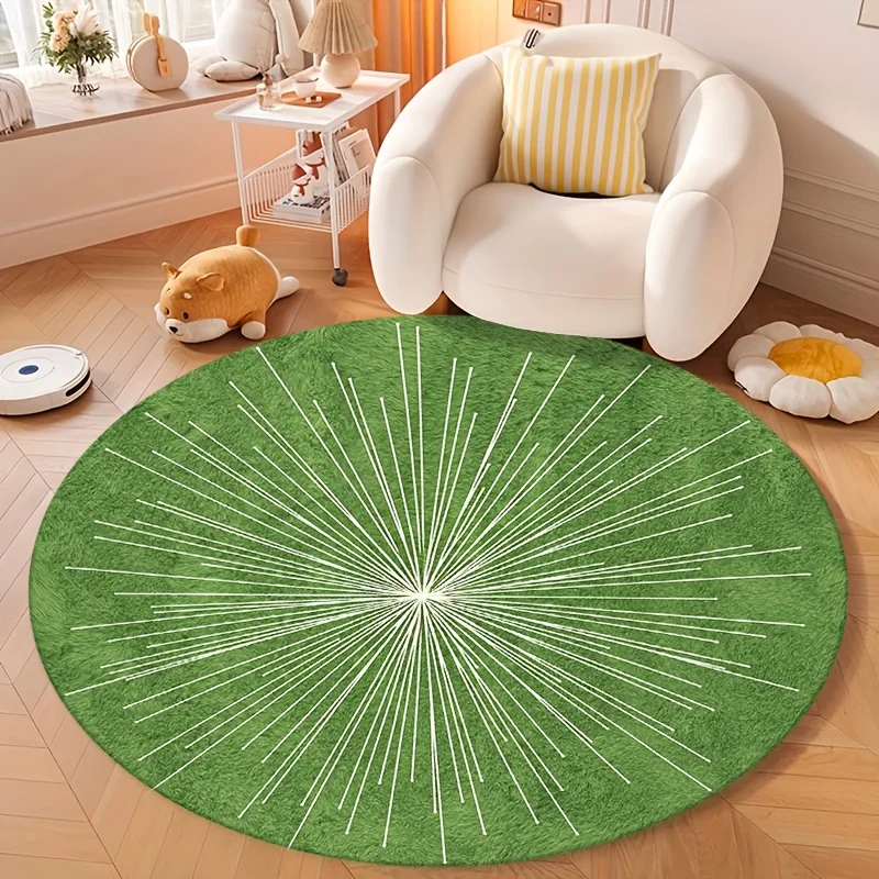 Abstract Oil Painting Round Rug Teal Blue Gold Foil Area Carpet Luxury Aesthetic Living Room Bedroom Art Decor Study Floor Mat