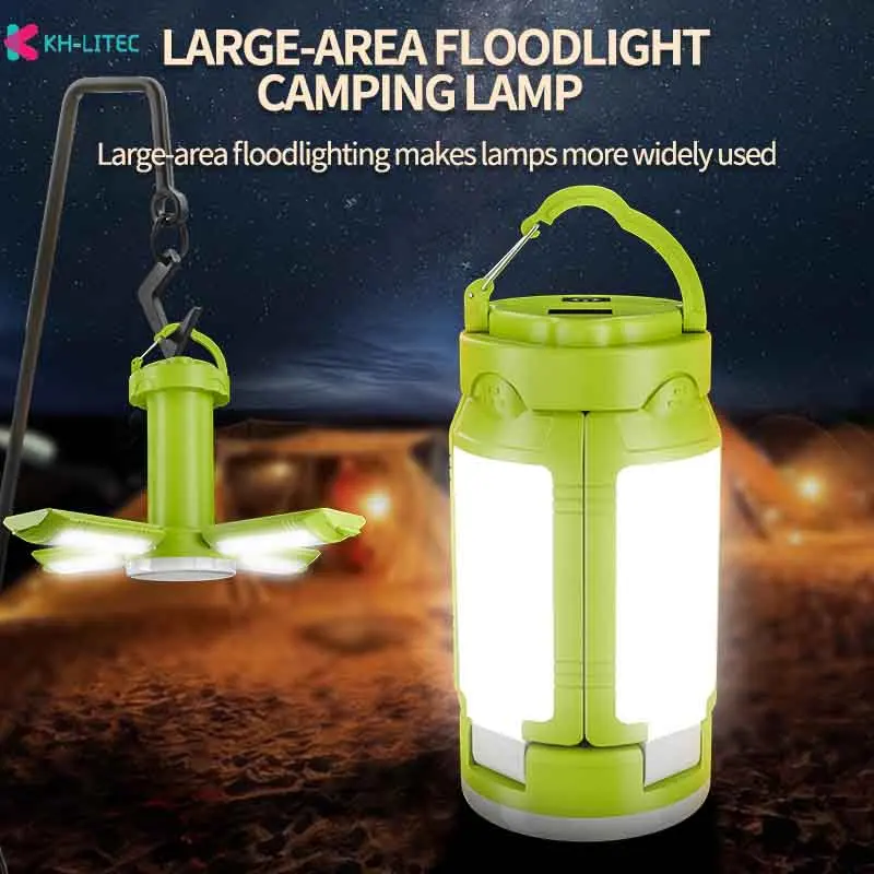 Portable 4 Leaves Camping Lantern USB Rechargeable Outdoor Tent Lamp Folding LED Football Bulbs With Hanging Hook White Red Ligh