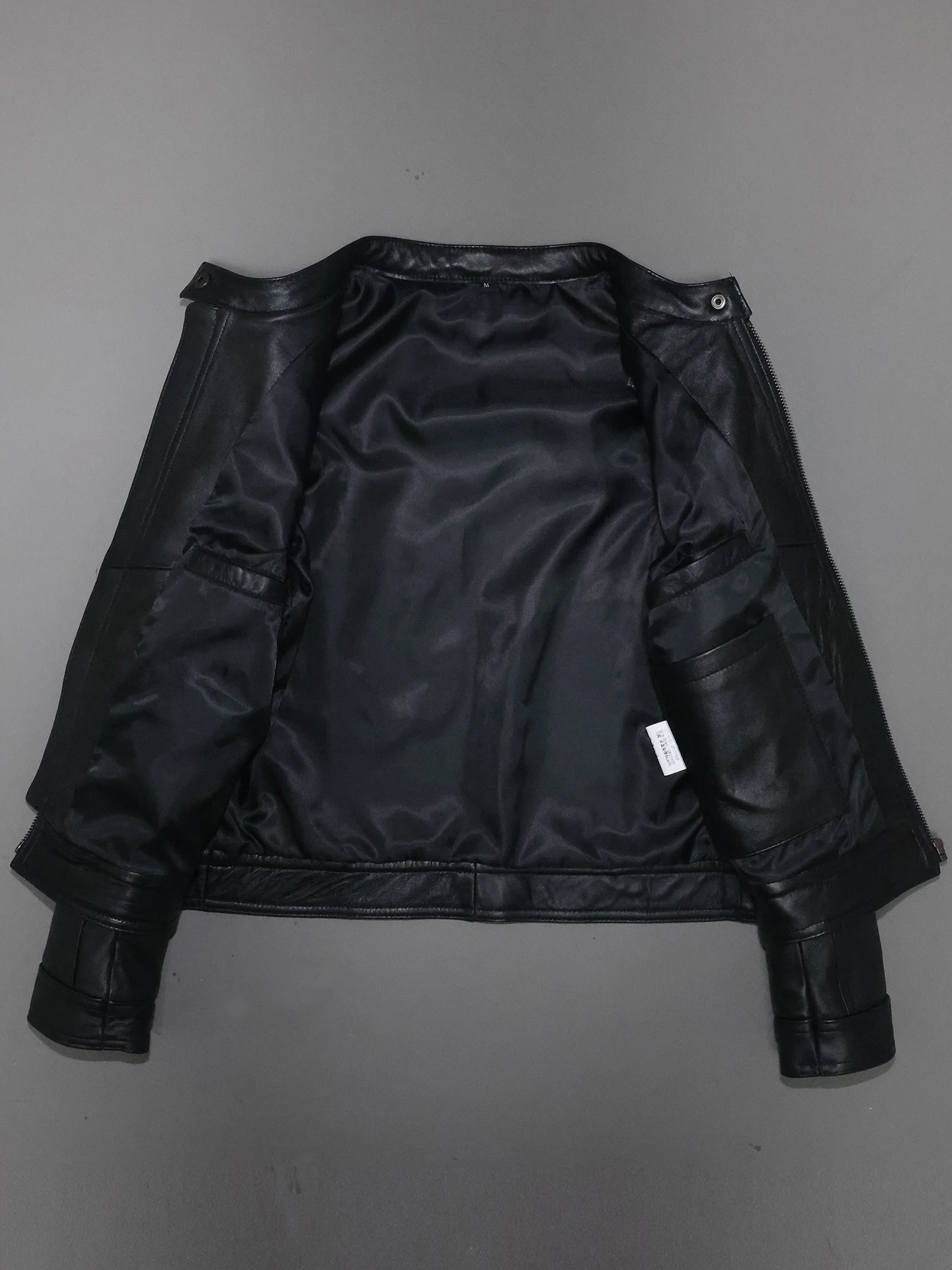 Damen-Jacke mit Stehkragen, erste Schicht, Schaffell, echtes Leder, schmal, kurz, lässig, Motor-Outwear