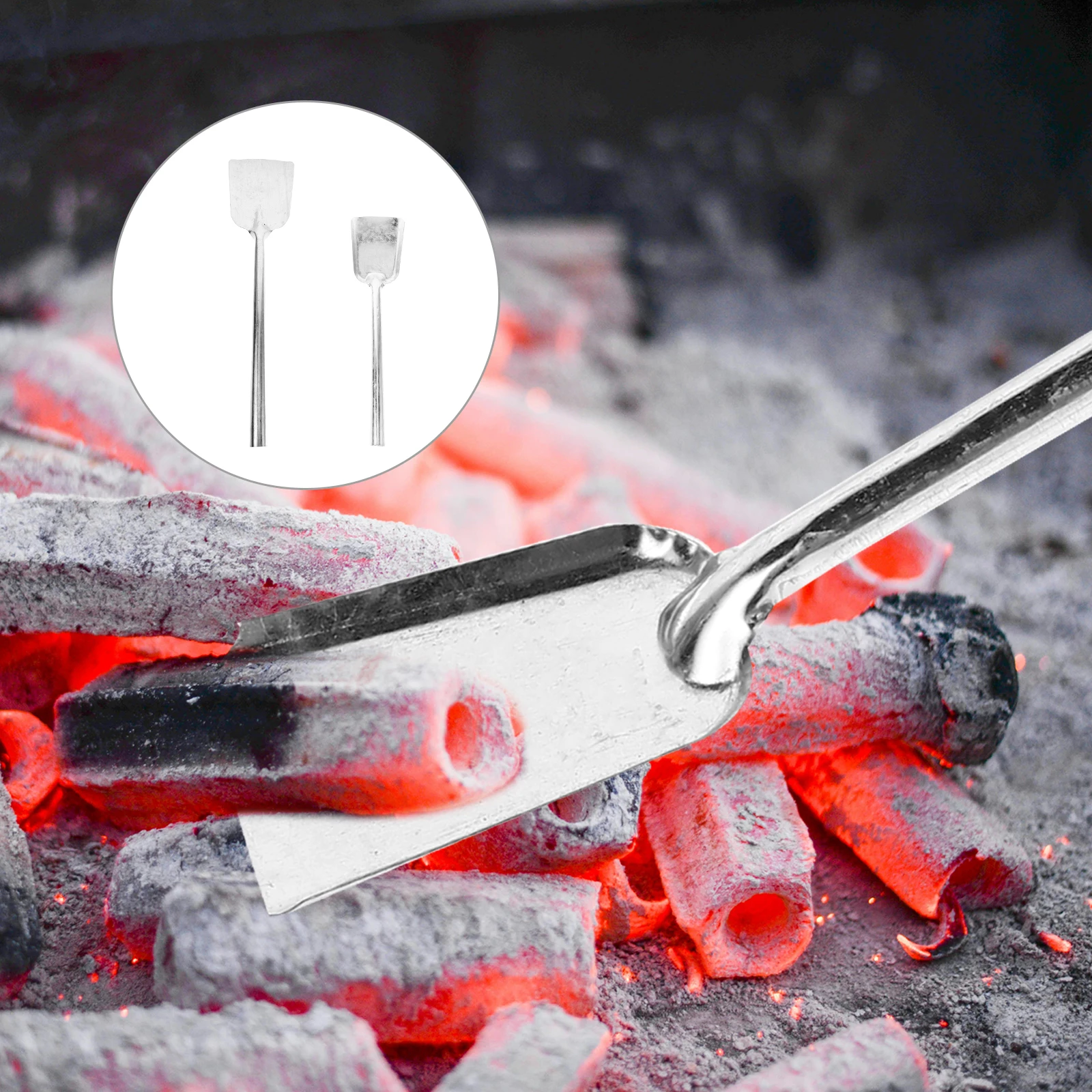 

2pcs Coal Shovel Heavy Duty Cast Iron Fireplace Cleaning Tools Ash Removal Garden Soil Shovels Large Small Metal Scoop Fire Pit