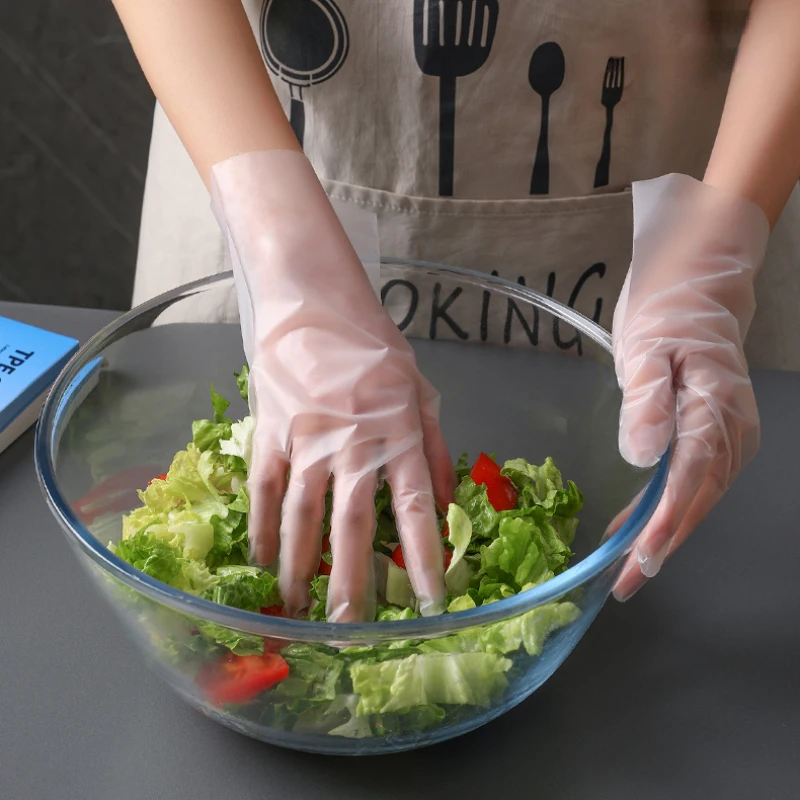 

Food Grade Disposable Gloves Household TPE Film Kitchen Cleaning Oil-proof and Anti-fouling 100pcs Thickened Durable