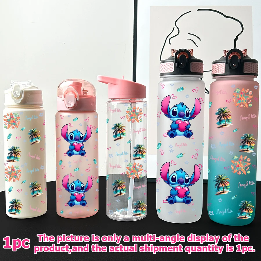 

1Pc Disney,Stitch,Palm Tree Printed 23-32oz Multi-plastic Water Bottle Portable Sports Water Cup Birthday Gift