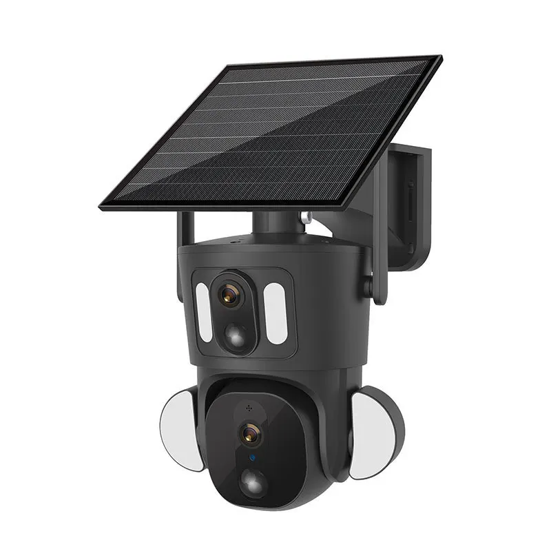 Binocular Solar Camera 4 million 4KUBOX Gun Ball Linkage PIR Sensing Binocular Solar Camera