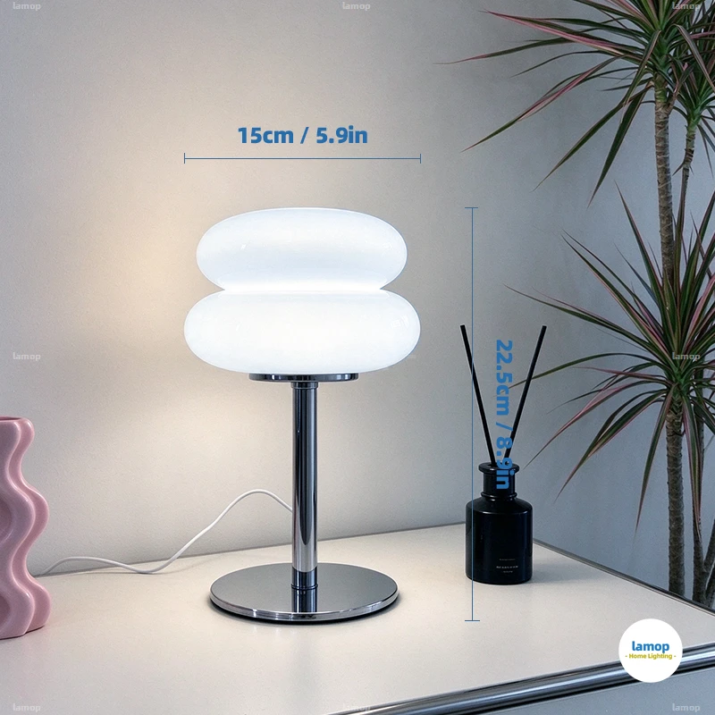 Bauhaus-style decorative table lamp for bedroom minimalist cream bedside lamp vintage premium night light creating cozy atmosphe