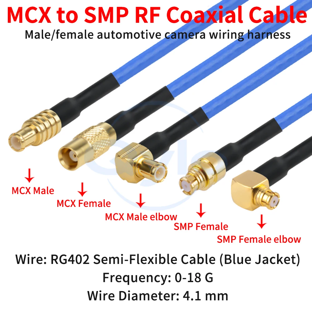 MCX to SMP RF Coaxial Cable RG402 Blue Semi-Flexible High-Frequency Coaxial Cable MCX to SMP Cable (1 pcs)