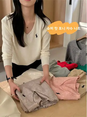 자수 니트 상의 루즈핏 통근 빈티지 자수 캐주얼 V넥 마모 감소 효과 소마 니트 상의 상의 니트 상의 니트 상의