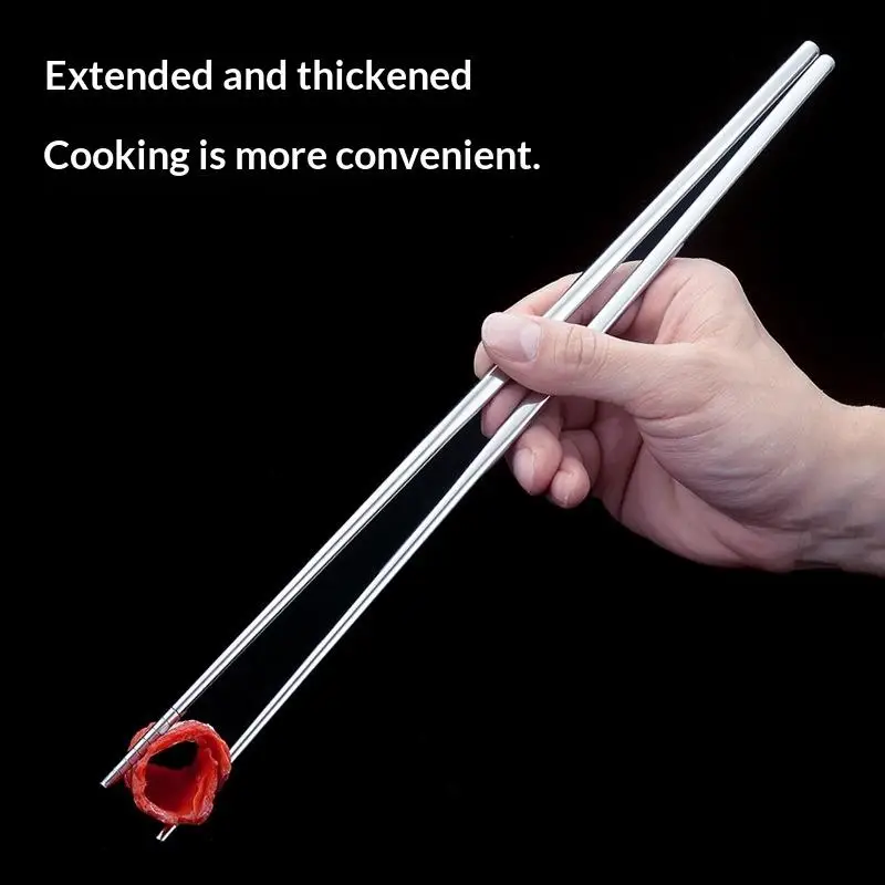 1Pair Stainless Steel Chopsticks Non Slip Tip Heat Resistant Reusable Dishwasher Safe For Home Asian Restaurant Daily Use