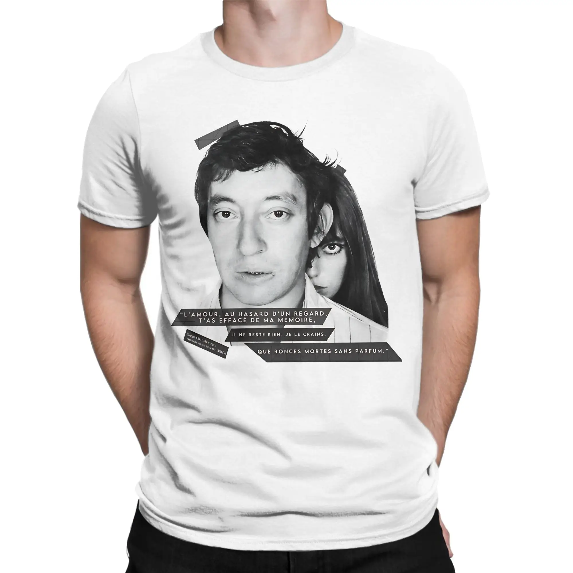 Serge Gainsbourg Men T Shirts  Vintage Tee Shirt Short Sleeve Crewneck T-Shirt Pure Cotton Plus Size Tops