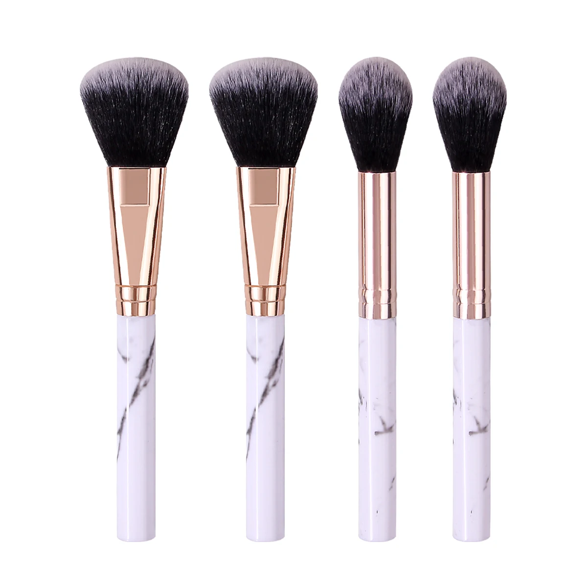 4 pièces de pinceau ample à poils souples bicolores et pinceau à blush, un outil de beauté faciale multifonctionnel et un pinceau de maquillage