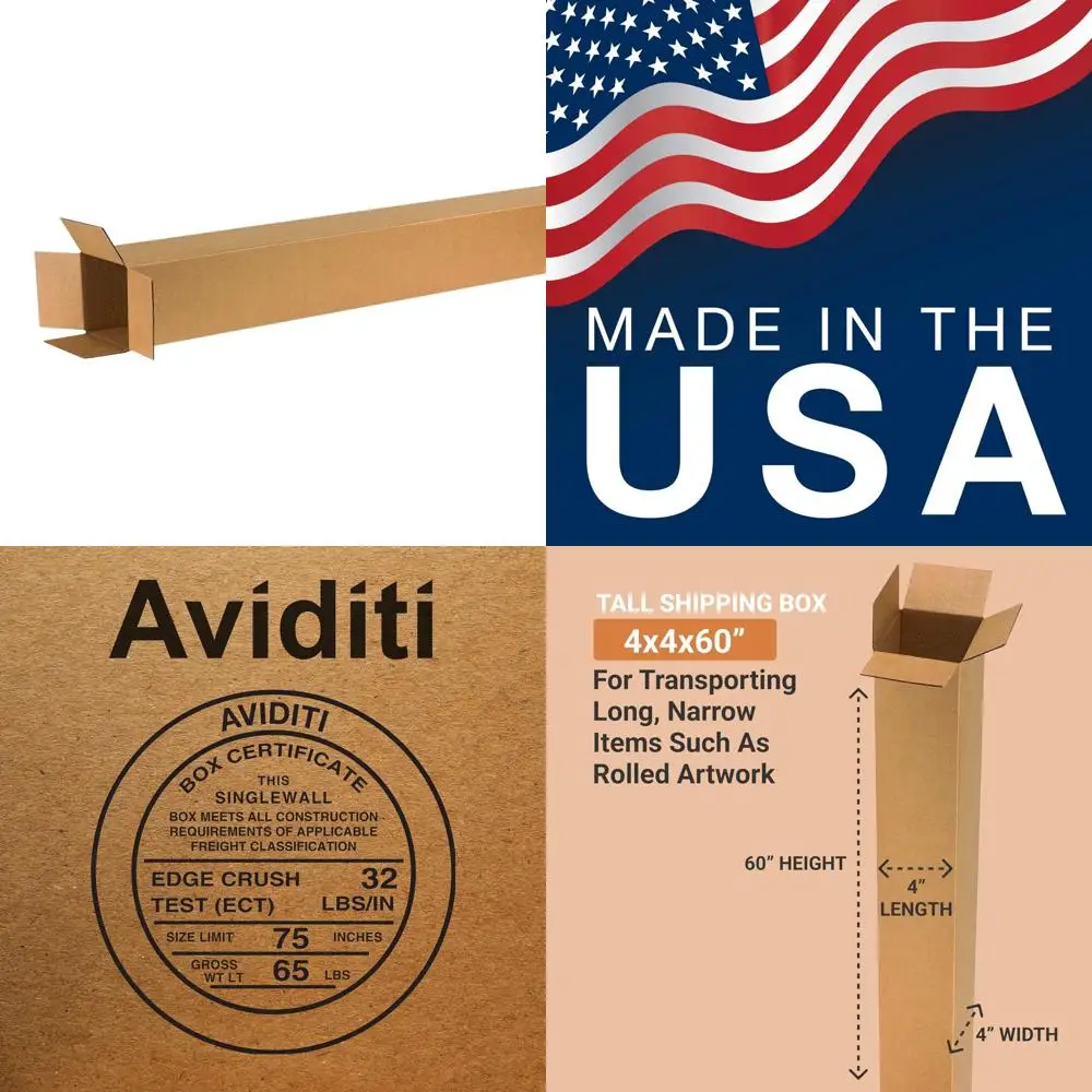 Corrugated Tall Boxes 4x4x60 Inches, Pack of 25, Shipping, Packaging, Moving, Storage Solutions for Home or Business Use