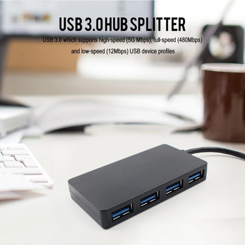 USB 3.0 Hub 4 Port High Speed Slim Compact Expansion Splitter