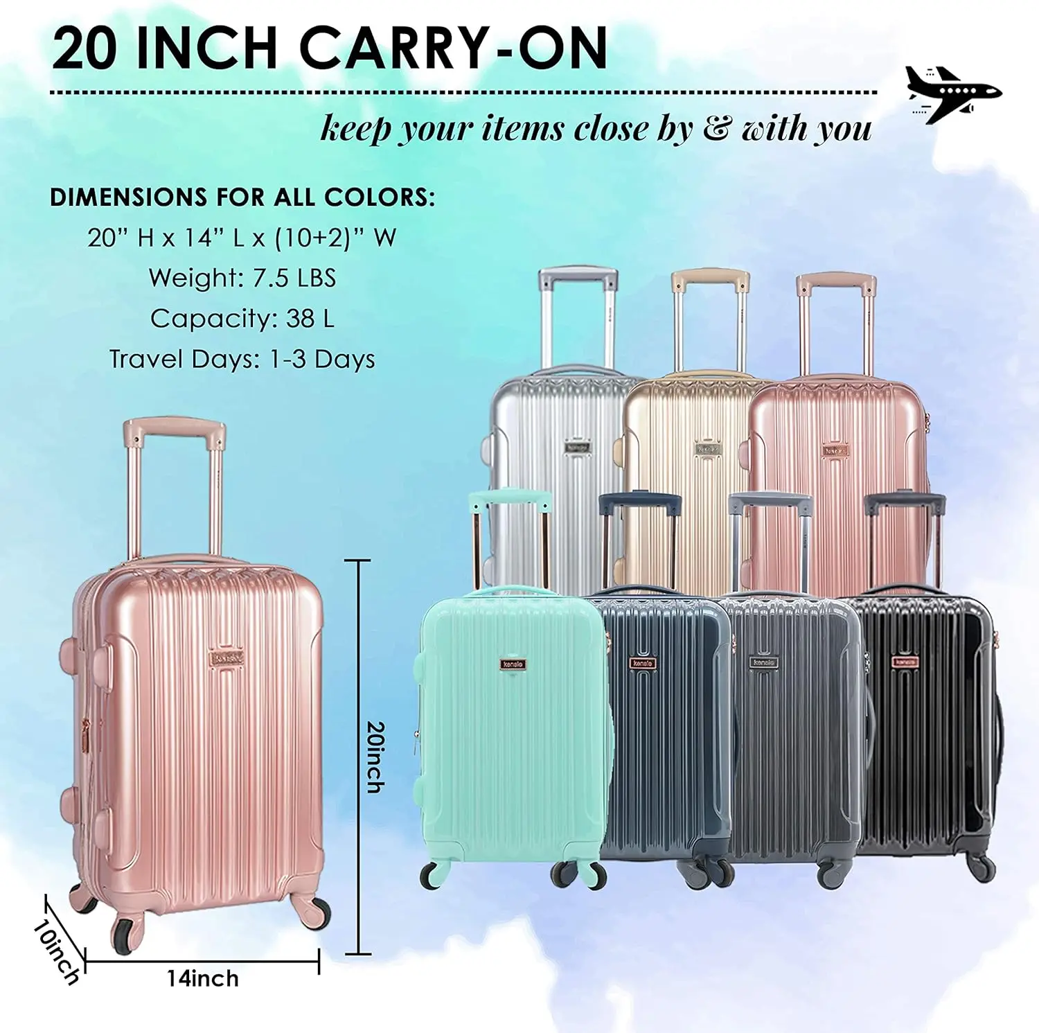 Conjunto de bagagem Alma para mulheres, Opal Carry-On, 20 in