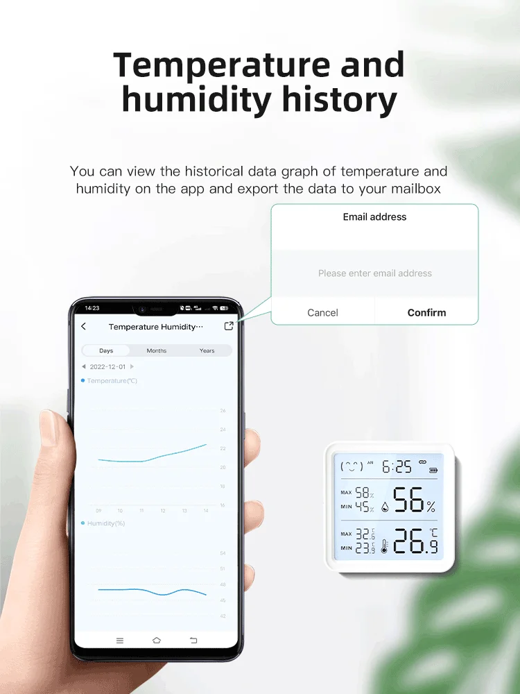 Sensore di umidità della temperatura Tuya WiFi con retroilluminazione APP compatibile con Bluetooth termometro con telecomando igrometro