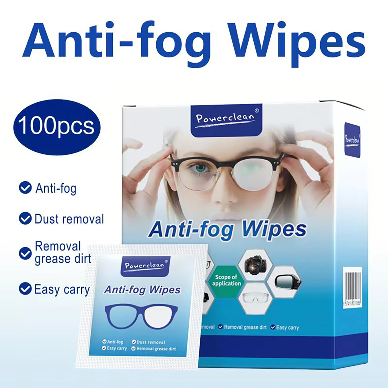 10/50/100Pcs/Bag Anti Fog Wipes for Glasses Individually Wrapped Lens Cleaner Wipes Pre-Moistened Lens & Screen Cleaning Wipes f