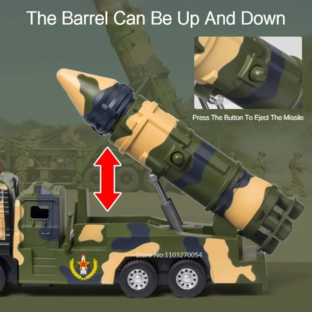 1/50 DF 21D صاروخ إطلاق نموذج سيارة اللعب دييكاست سبيكة الصواريخ المركبات مع ضوء الصوت التراجع لعبة هدايا عيد ميلاد للأطفال #3