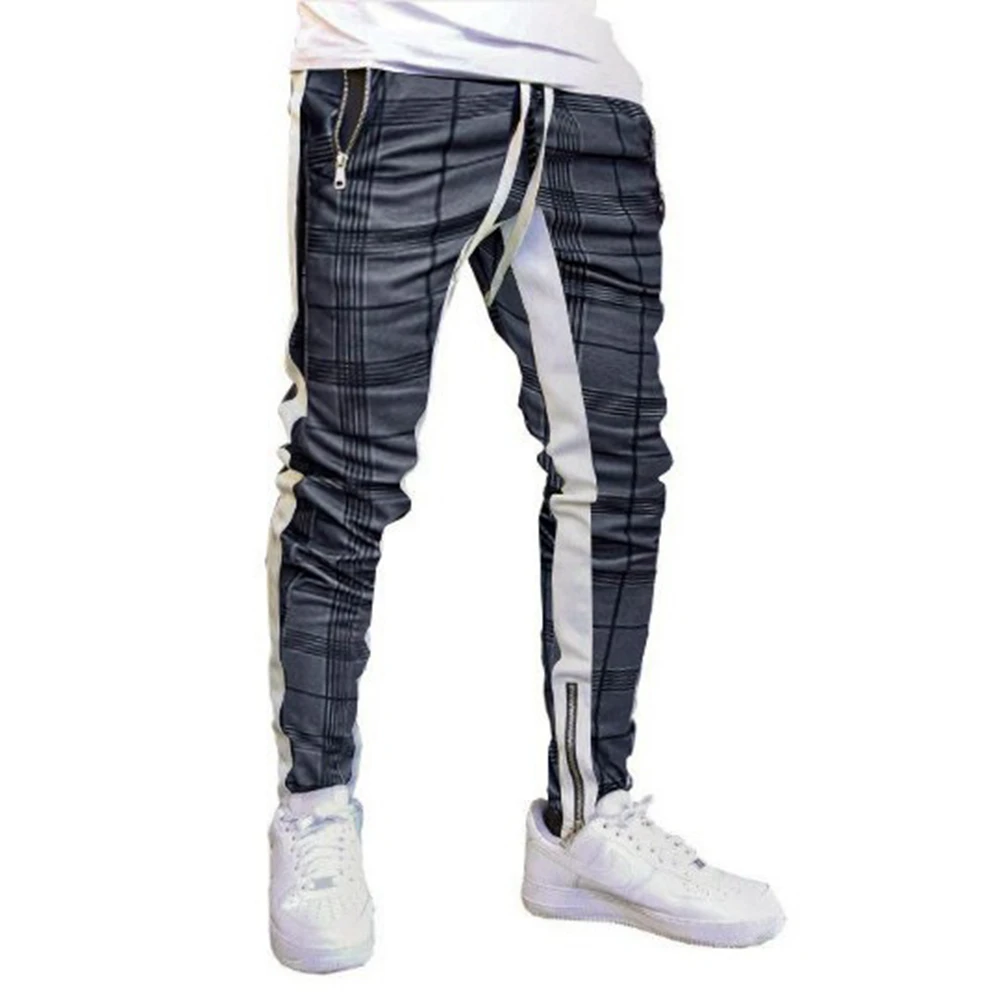 Mens Training Pants GYM Track Sweatpants Joggers Casual Workout Zipper Pockets Fitness Male Running Sport Trousers