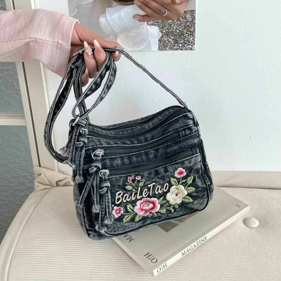 

Fashion Casual Women's Crossbody Bag High Quality Denim Shoulder Bag Large Capacity Tote Bag Multi Functional Women‘s Handbags