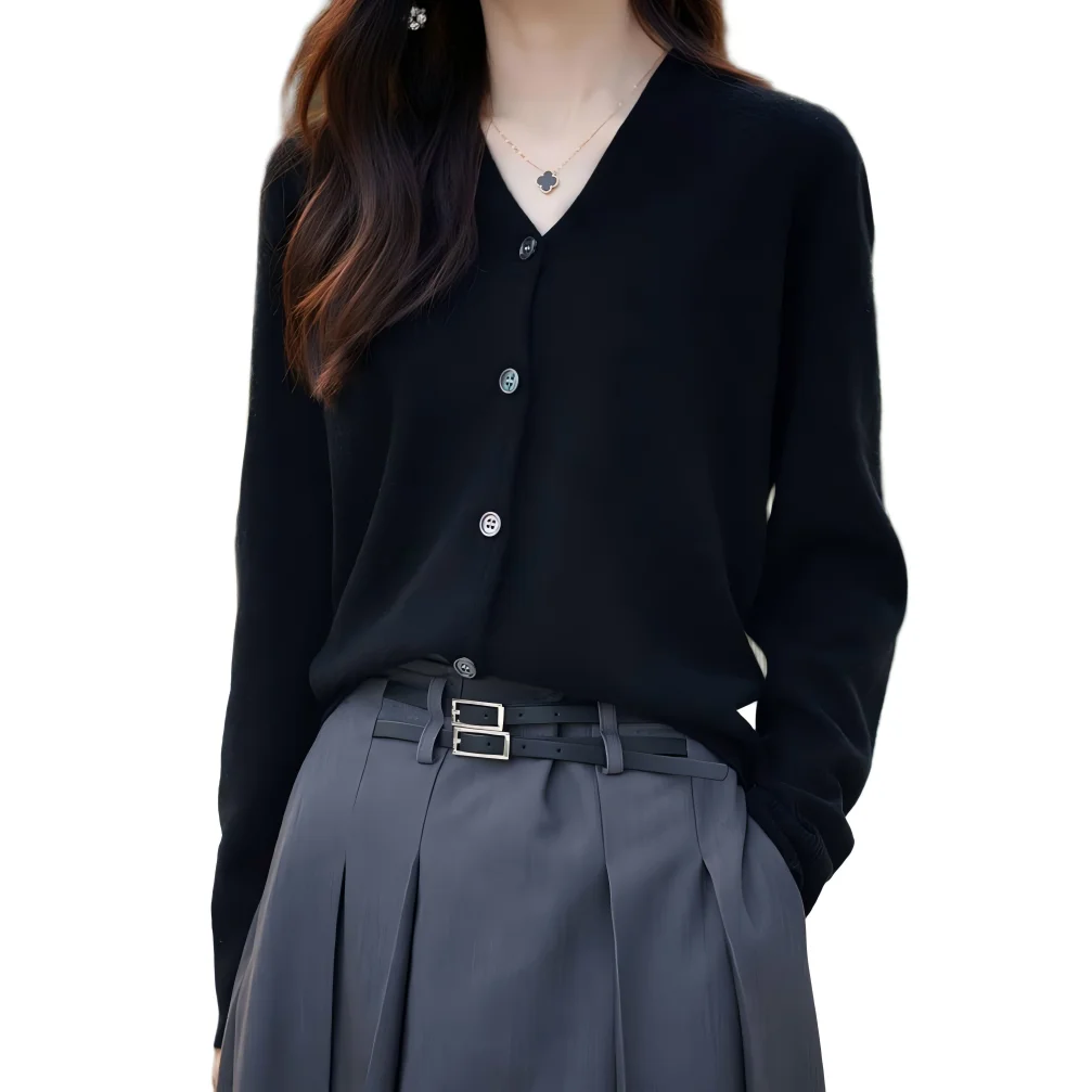 

Classic V-Neck Cardigan 2025 Button Front Knit Rust Ivory Wine Black Regular Fit Mid-Weight Fall Workwear Essential Daily Wear