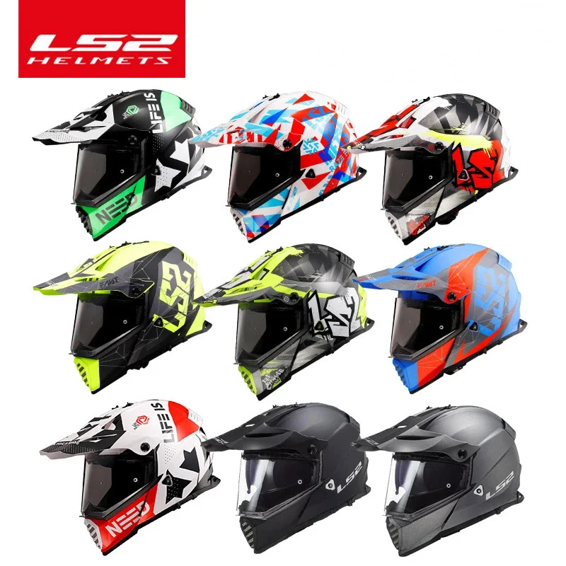 LS2 MX436 Twin Shield Motocross Helmet double lens PIONEER EVO Motorcycle Helmets off road capacete moto casco casque