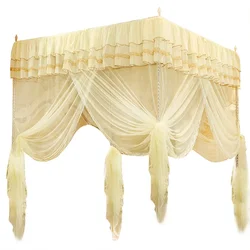 Luxury Princess Three Side Openings Post Bed Curtain Canopy Netting Mosquito Net Bedding