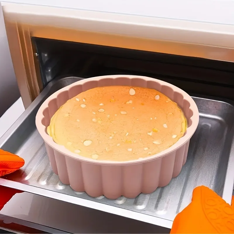 1pc, circular sunflower silicone cake mold, non stick flexible baking tray for desserts and ovens, party baking tool image 3
