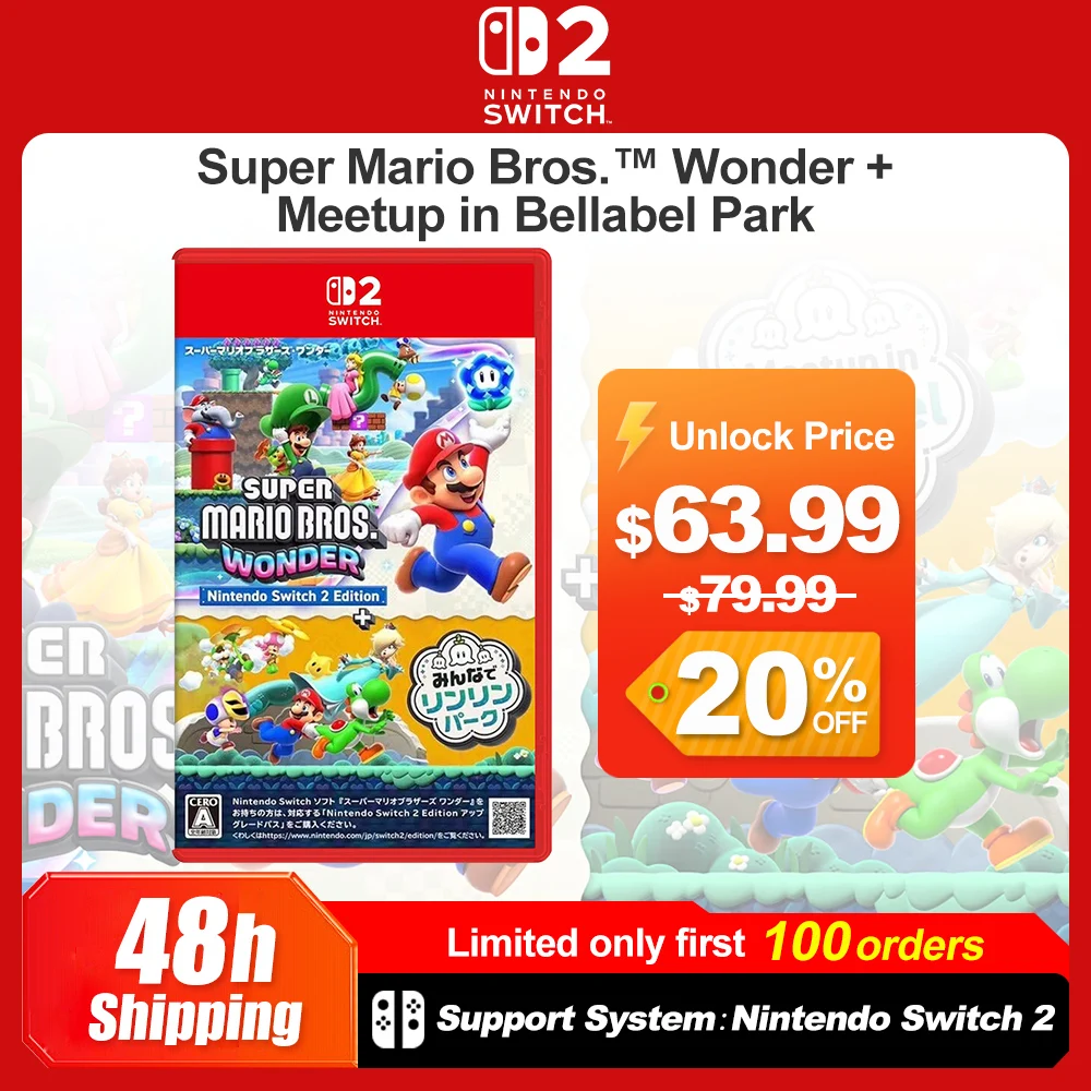 Super Mario Bros Wonder + Meetup in Bellabel Park Nintendo Switch 2 Juegos Ofertas de Juegos Tarjeta de Juego Física de Nintendo para NS2