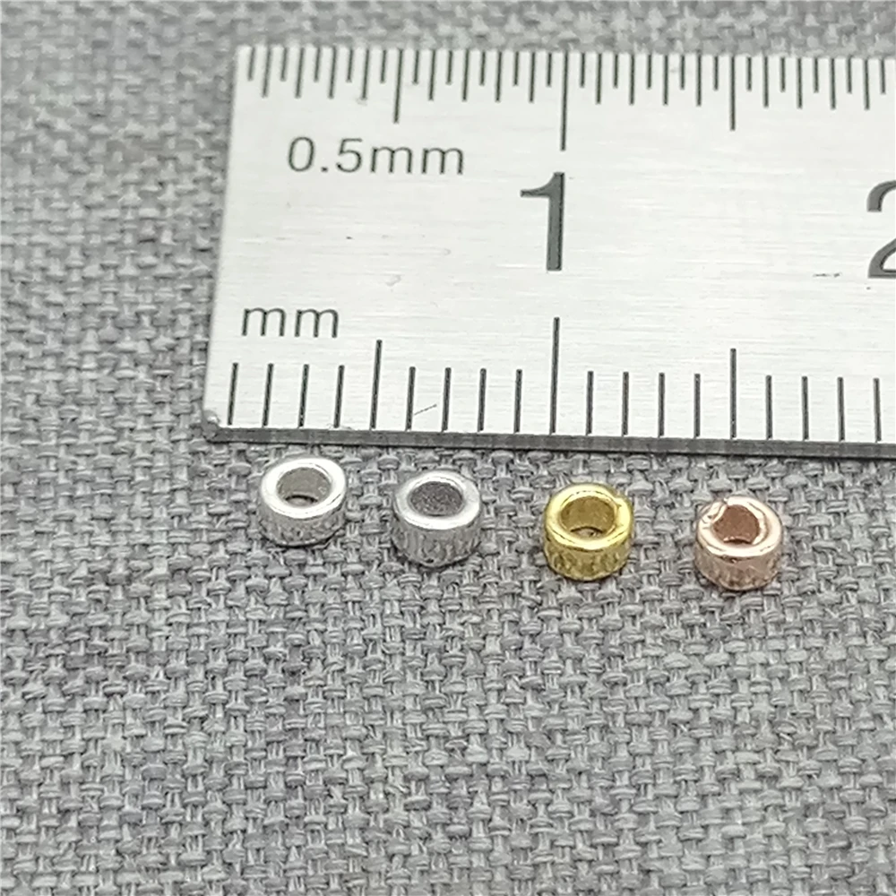 Sterling Silver Tiny Donut Bead Gold Plated Seed Bead for Bracelet 2.5mm 3.5mm