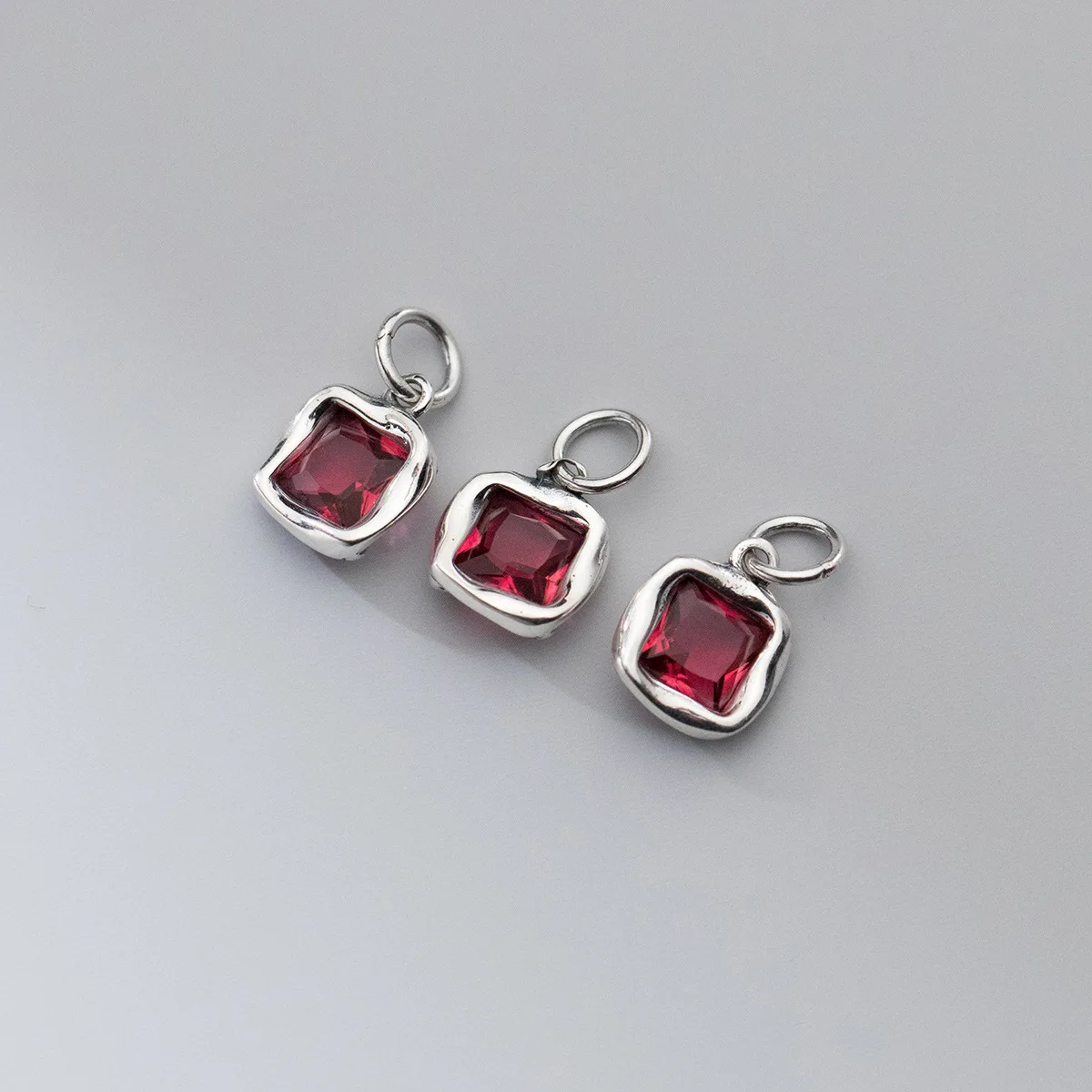 Zircon Square Charms 925 Silver Charms Pendant Necklace Accessries Jewelry DIY