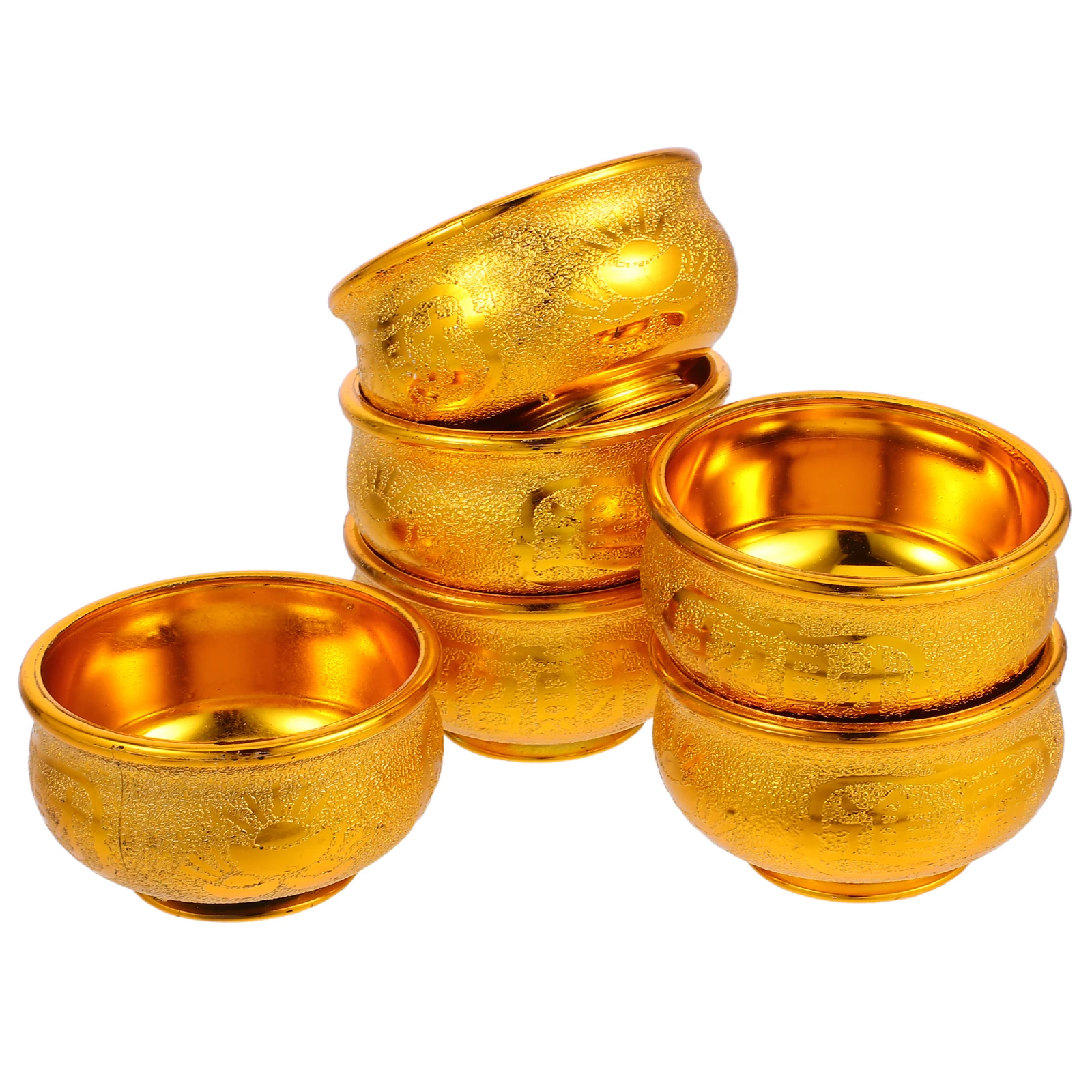 

6Pcs Treasure Bowl Set for Home Decor Plastic Prayer Bowl for Altar Rituals and Spiritual Centerpiece Display