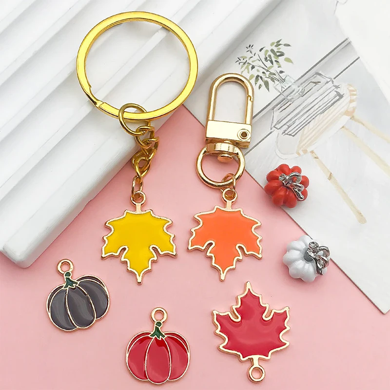 24 buah sthanksgiving labu minyak Maple Enamel DIY pesona untuk tas anting kalung membuat perhiasan buatan tangan liontin