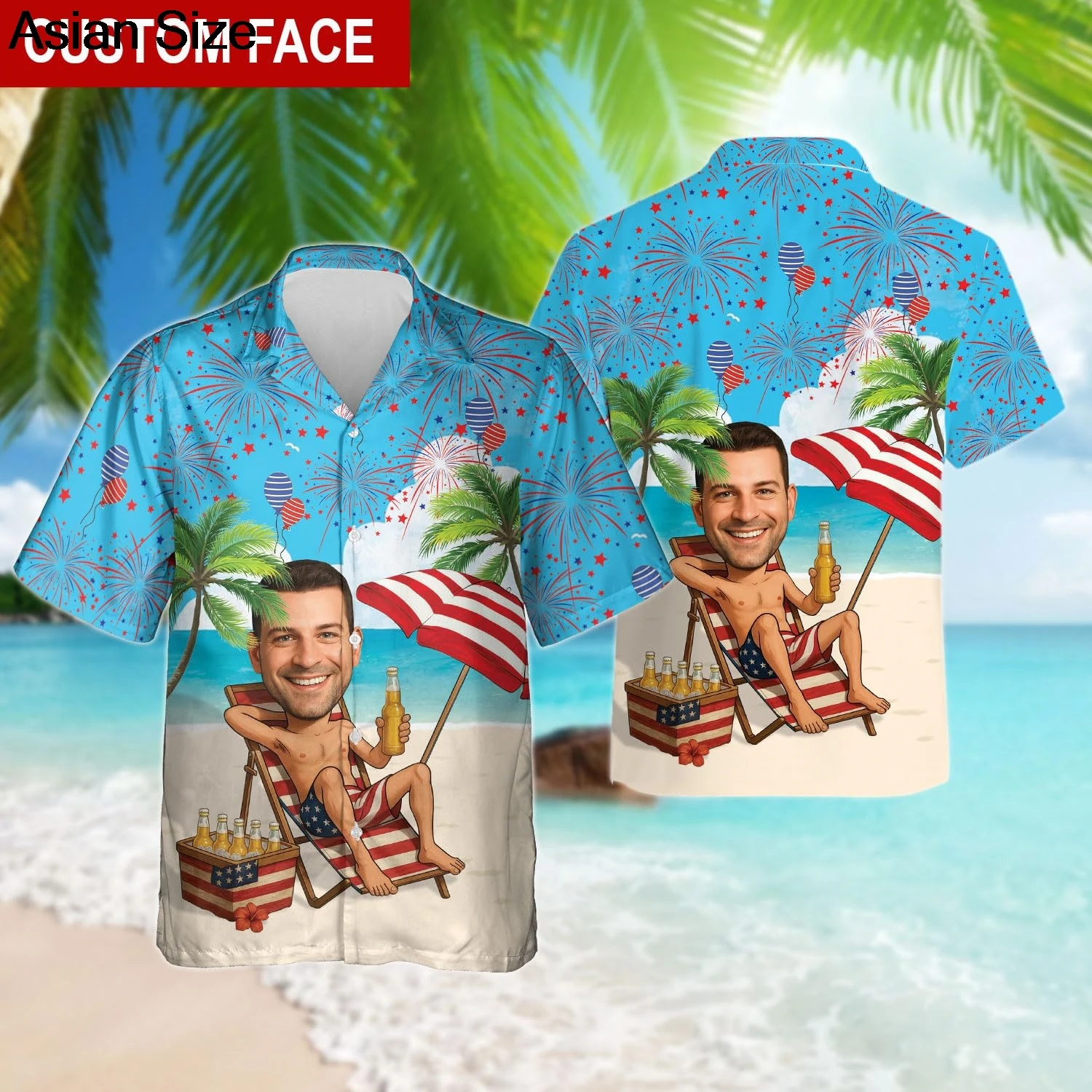 USA Unisex Hawaiian Shirts Custom Face 3d Diy Button Shirts Short Sleeves Holiday Hawaii Custom Shirt Tops New Man Camisa Tops