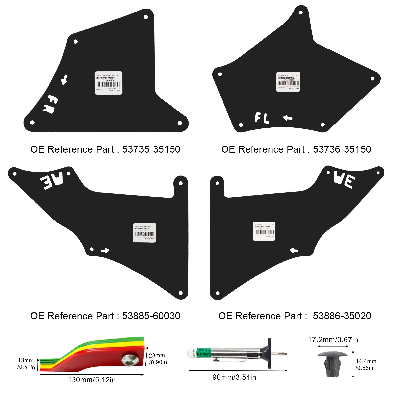 Mud Flaps Inner Fender Liners For Toyota Land Cruiser Prado 03-20  Splash Guards Shield Seal With Tire Tread Depth Gauge Tool