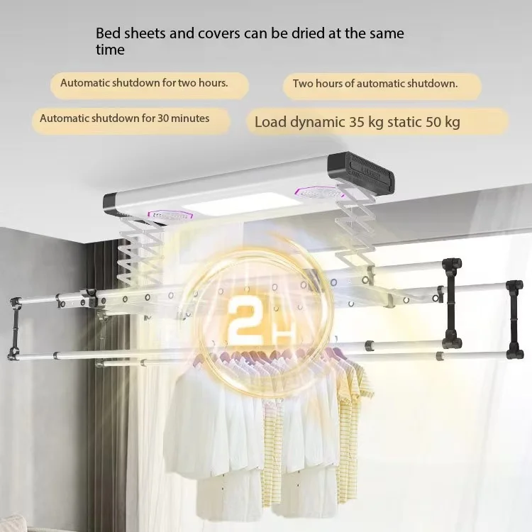 2024 New Intelligent WiFi Controlled Home Electric Lift Dryer Multifunction Balcony Retractable Clothesline Android Smart Home