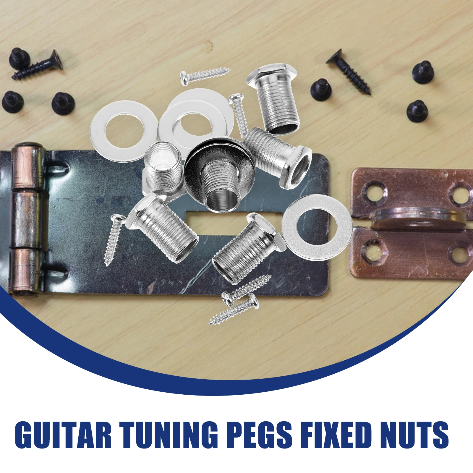 

6 Sets Guitar Tuner Accessories Tuning Machines Screw Cap Screws Kit Washers Alloy Neck Plate Nut