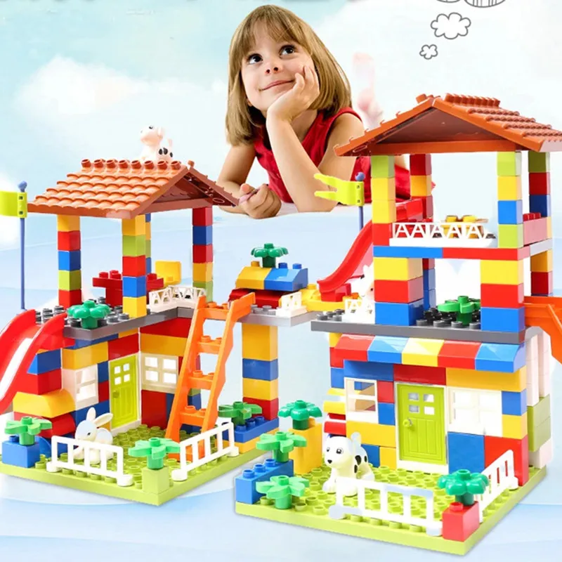 Kids Playground Building Blocks Creative Castle Brick Toy Plastic Stem Toy Children Puzzle Assembly Toy Birthday Christmas Gift