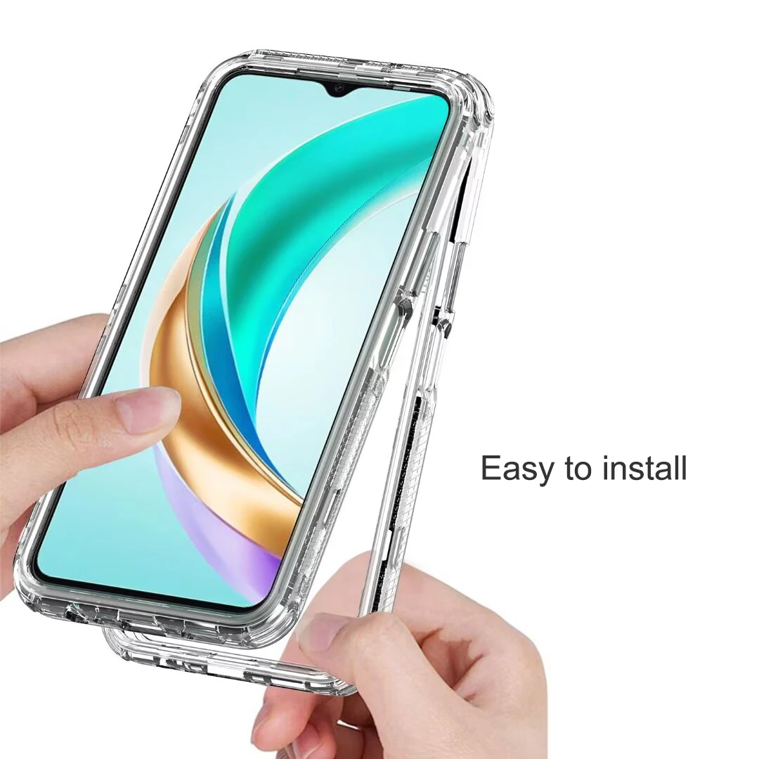 for Honor X6B Phone Case,Crystal Clear 3 in 1 Shockproof Transparent Cases Hard Bumper Soft TPU Protective Cover For Honor X6B