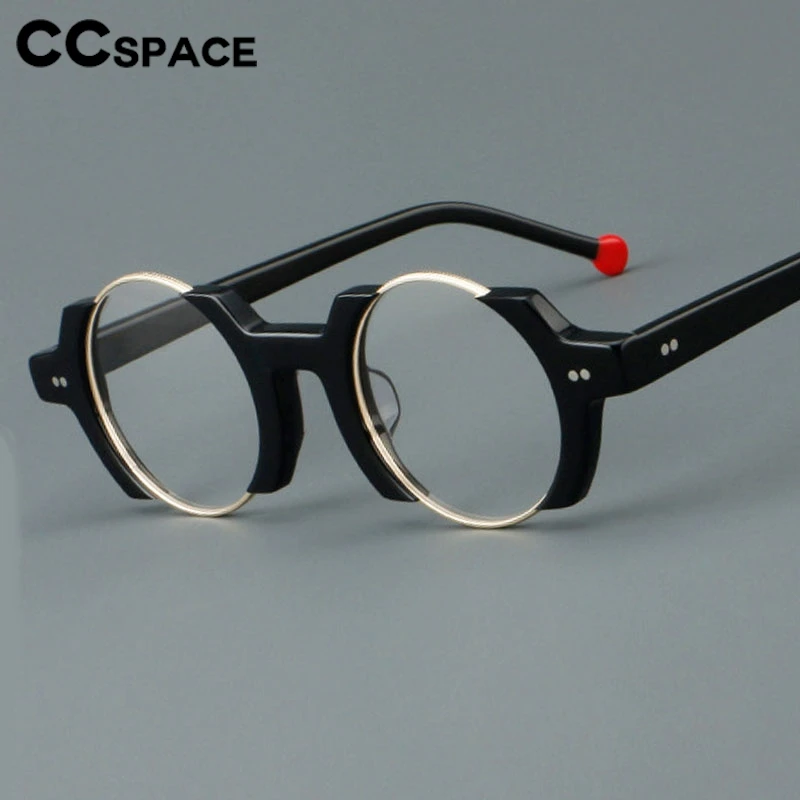 New In Semi-Rimless Acetate Glasses Frame High Quality Retro Rivet Clear Eyeglass Customizable Prescription Spectacles #301778