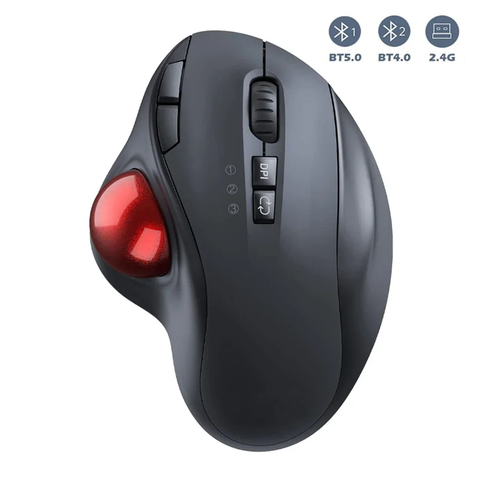 Imagem -02 - Rato Trackball sem Fio com Bluetooth Mouse de Modo Duplo Ratos Silenciosos Ajustáveis do Computador Recarregável 600mah 10002400dpi 2.4g