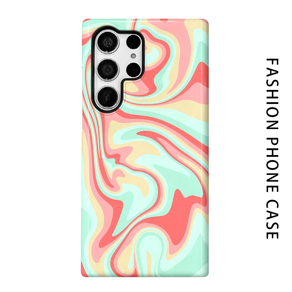 Pastel Swirls Phone Case for For Samsung Galaxy S26 S25 S24 S23 S20 FE A56 A36 Ultra Glossy HD Hard Cover Film Shell