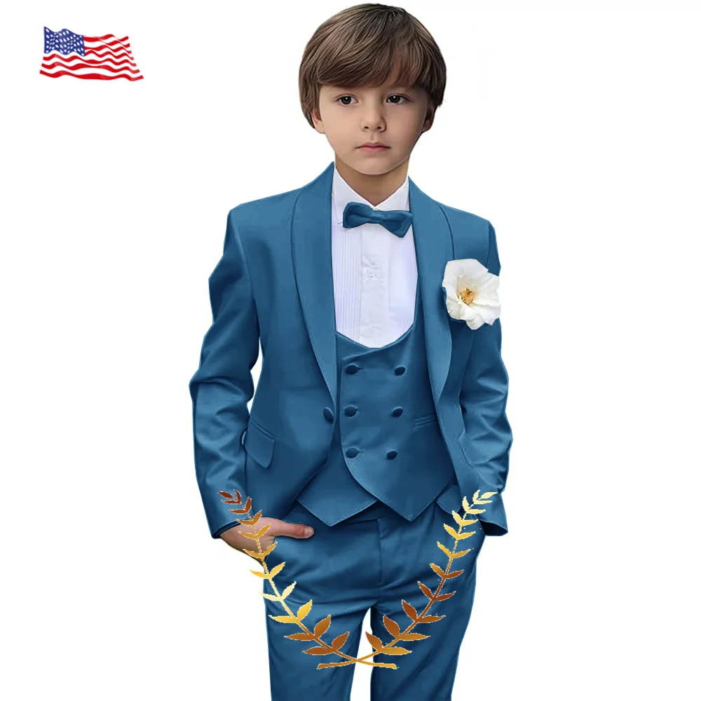 

Boys Tuxedo Suit for Wedding Outfit Three Piece Kids Tuxedo Suit for Teenage Boys Jacket Pants Vest Set 3-16 Years