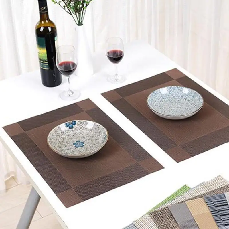 2026 Solid Color Striped PVC Anti-Slip Mat Western Style Insulated Coaster For Kitchen Tableware European Table Accessories