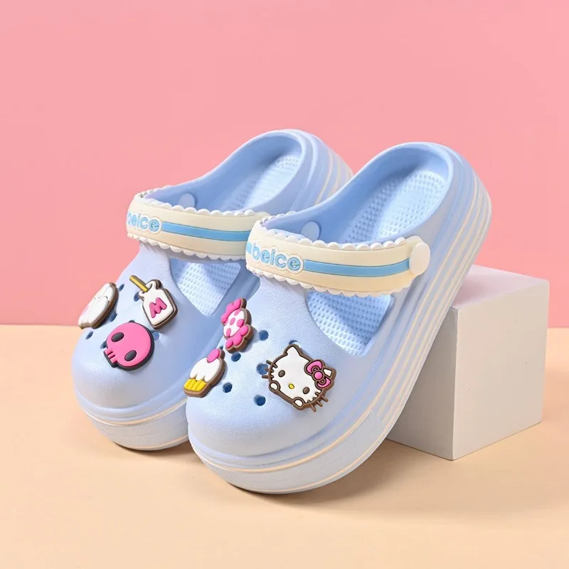 

New Sanrio Hello Kitty Hole Shoes Women Kuromi Summer Thick Sole My Melody Sweet Girl Slippers Kawaii Harajuku Trend Cave Shoes