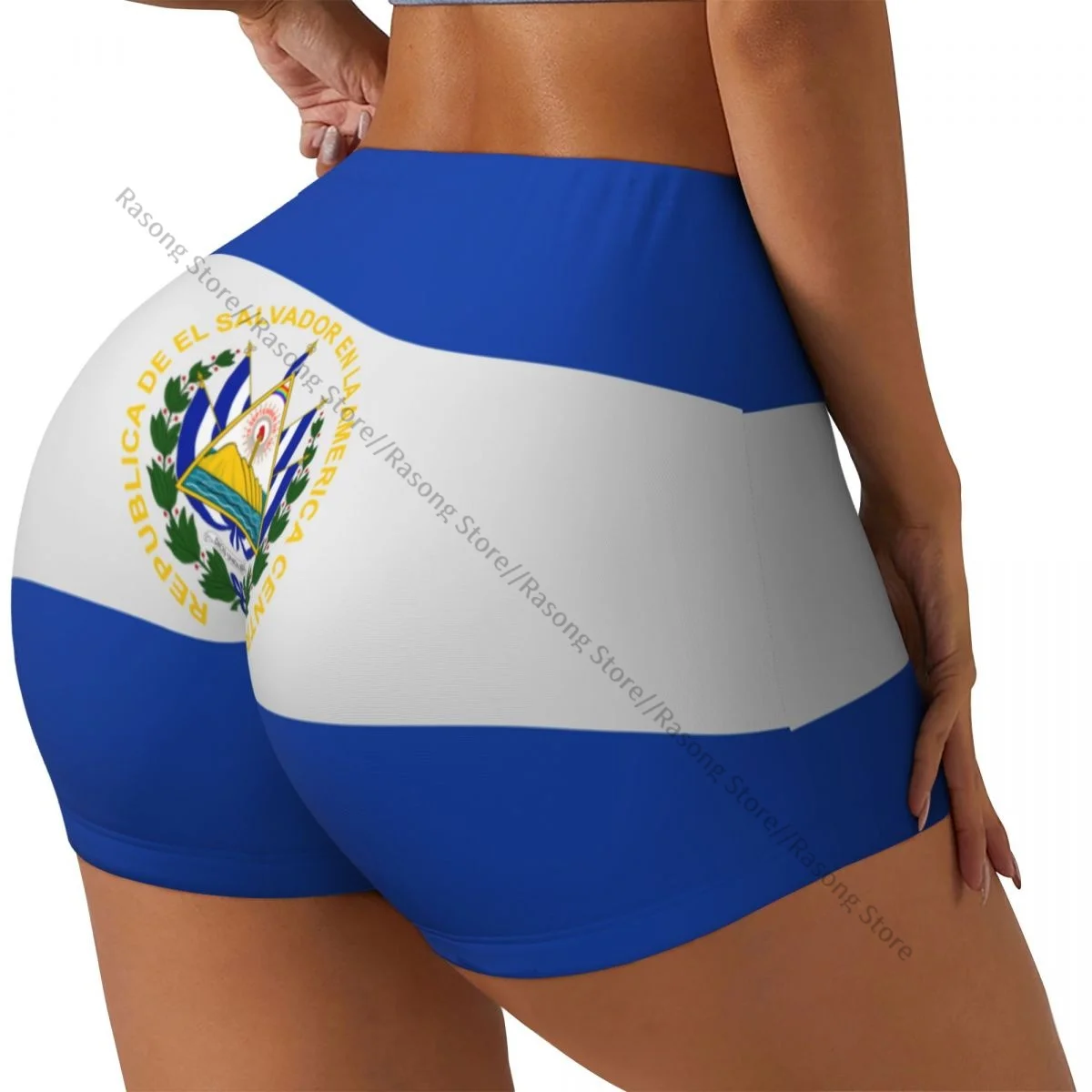 Pantalones cortos de Yoga con bandera de El Salvador para mujer, mallas elásticas ajustadas para entrenamiento, ropa deportiva