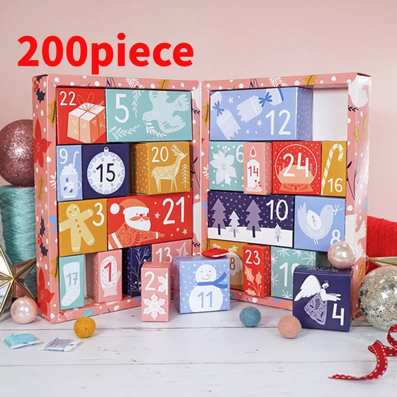 20 0piece.Custom.Custom Paper Packaging Boxes Printing 24 Days Surprise Advent Calendar Box