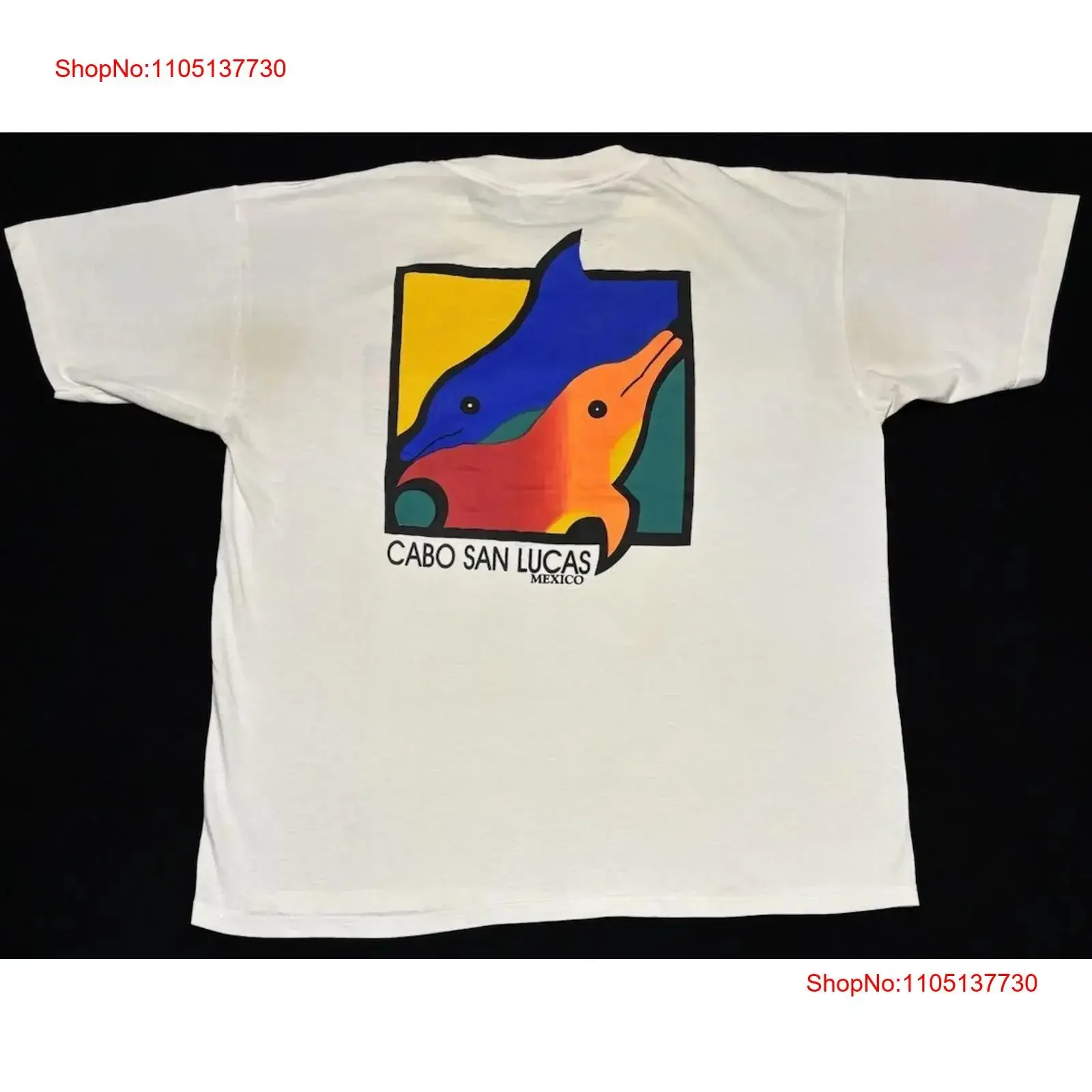 Vintage Dolphin Art T Shirt Adult XL White Nature Cabo San Lucas Mexico 90s vintage Washed homme designer clothes Breathable
